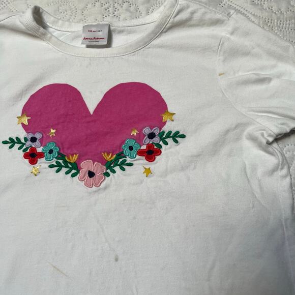 Hanna Andersson Floral Heart Art Tee Size 8 - Picture 4 of 10